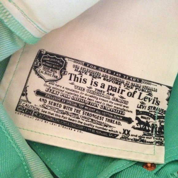 Levi 501 Straight Shrink Fit Raw Unwashed Denim Jeans Pastel Green Barbiecore - Picture 3 of 7